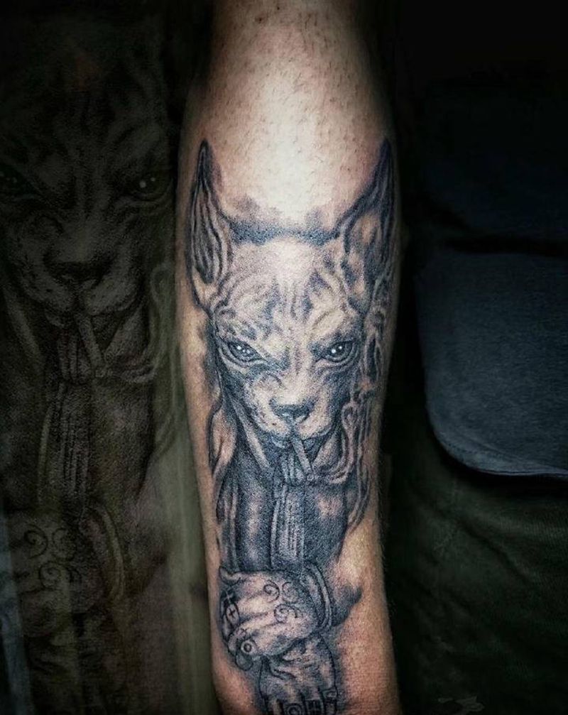 斯芬克斯纹身图片_欧美写实纹身图案