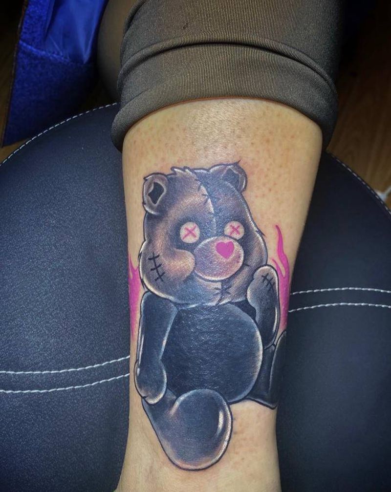 小熊遮盖纹身图片_小清新暗黑纹身图案