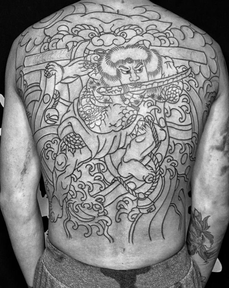 张顺破水门纹身图片_老传统纹身图案