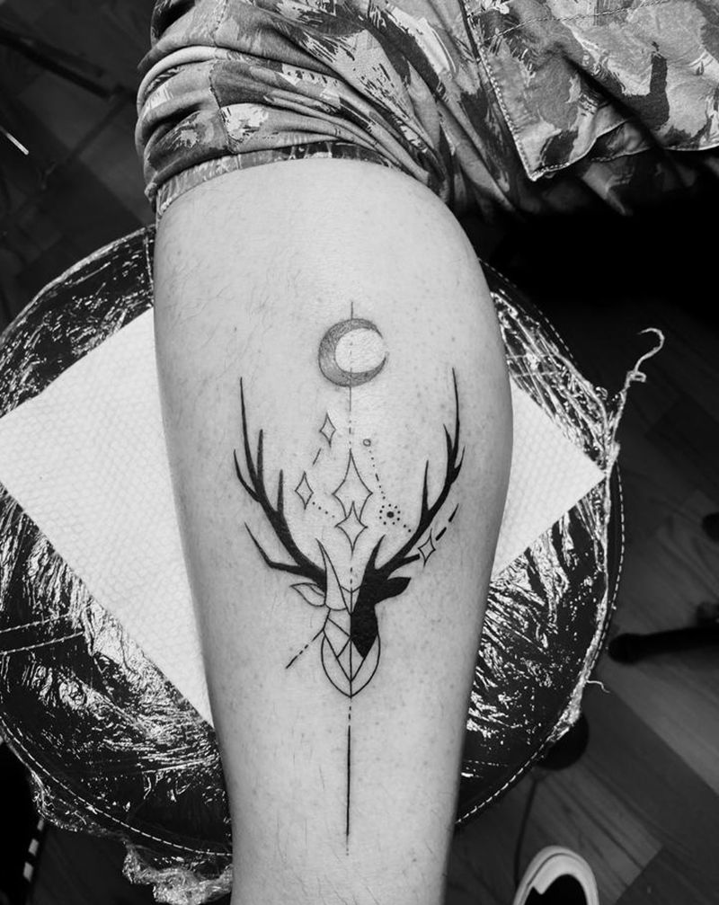 鹿纹身图片_小清新纹身图案