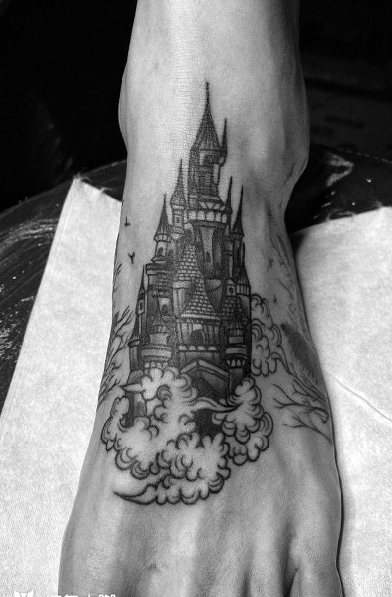 城堡纹身图片_几何纹身图案