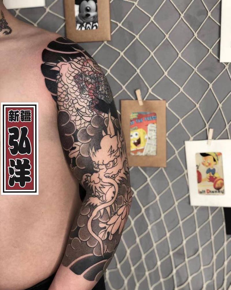 日式纹身图片_手臂老传统纹身图案