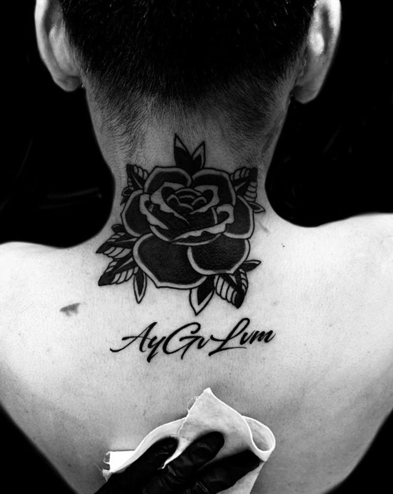 遮盖纹身图片_颈部纹身图案