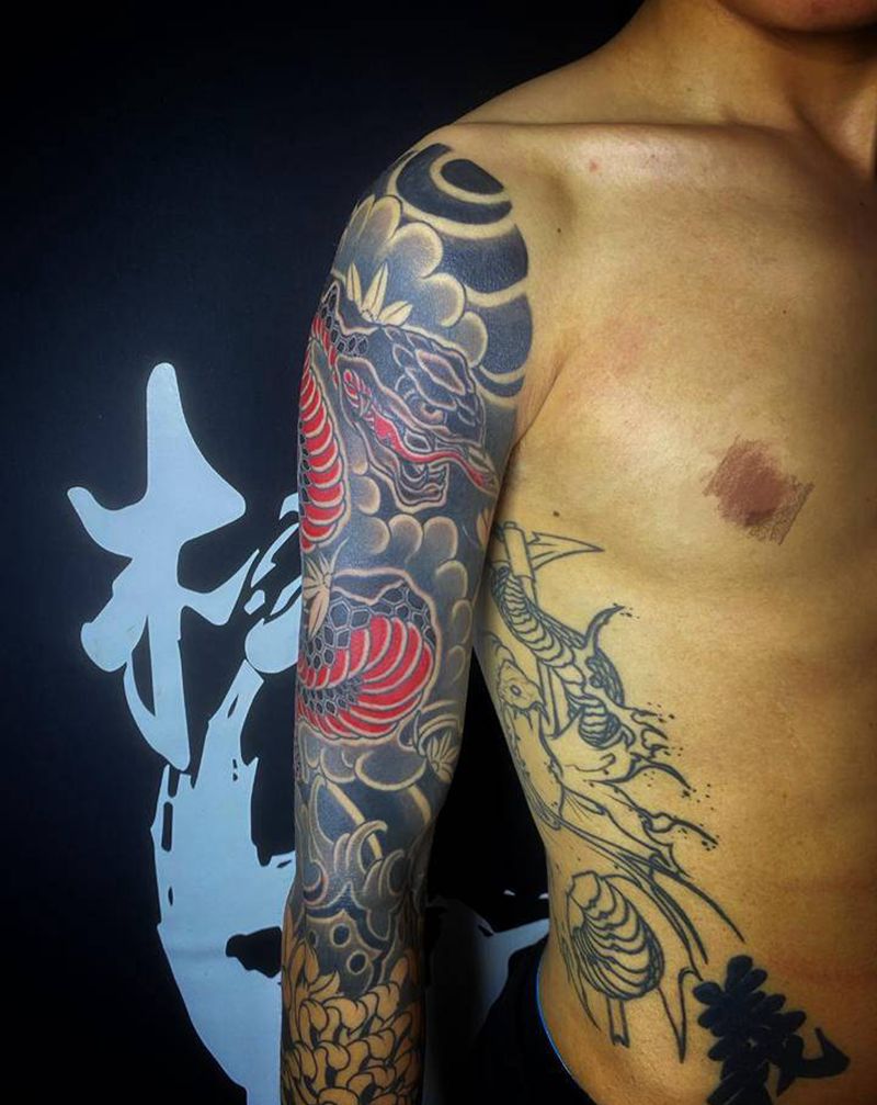 蛇纹身图片_老传统纹身图案