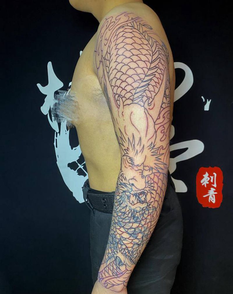 花臂 遮盖纹身图片_新传统纹身图案