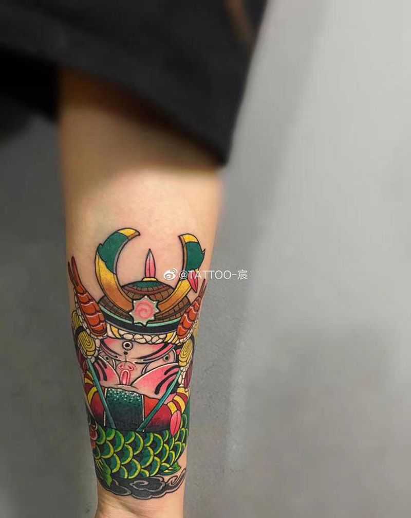 达摩蛋   遮盖纹身图片_手臂New School水彩纹身图案