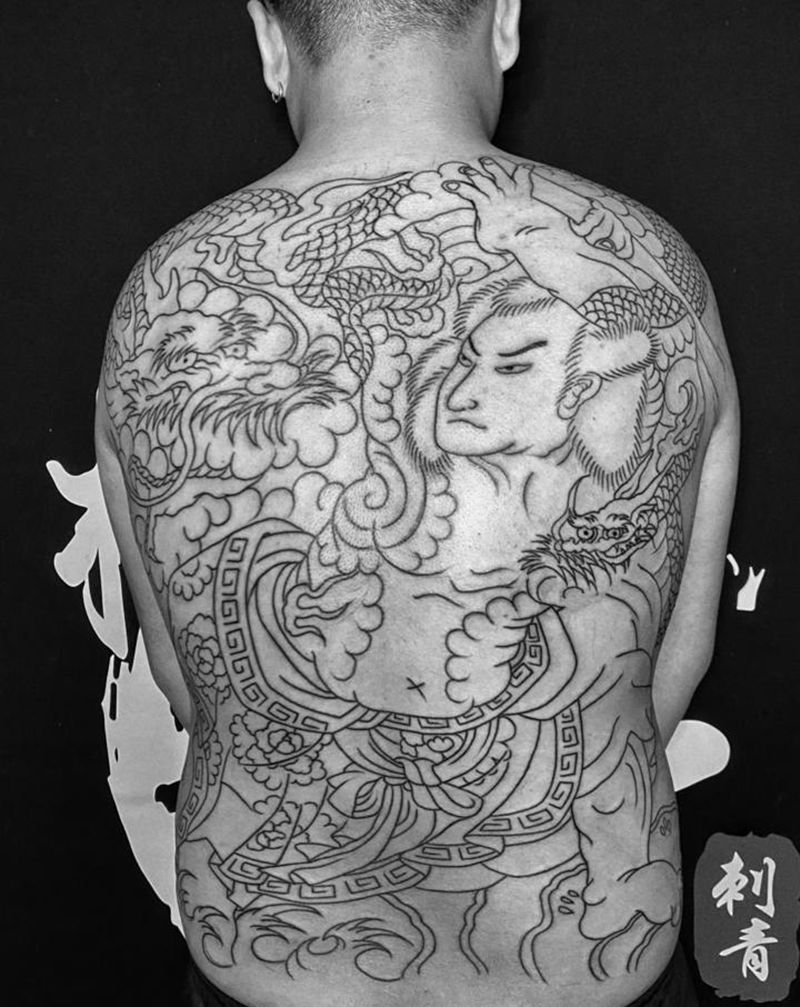 九纹龙史进纹身图片_老传统纹身图案
