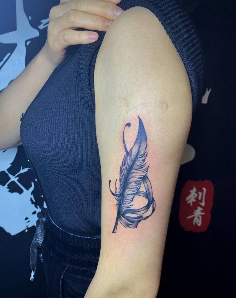 羽毛遮盖纹身图片_小清新纹身图案