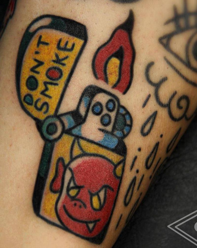 花腿拼接 插缝纹身图片_腿部Old School纹身图案