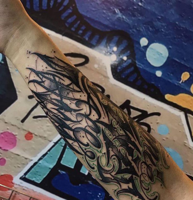 花体纹身图片_花体字纹身图案