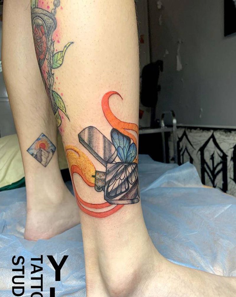 小图纹身图片_腿部New School纹身图案