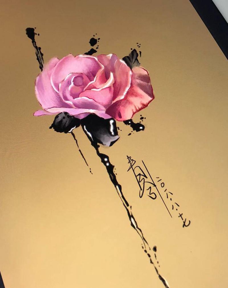 稿，可约纹身图片_手臂腿部水墨水彩纹身图案