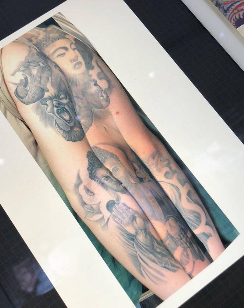 暴力遮盖，未完成纹身图片_手臂新传统纹身图案