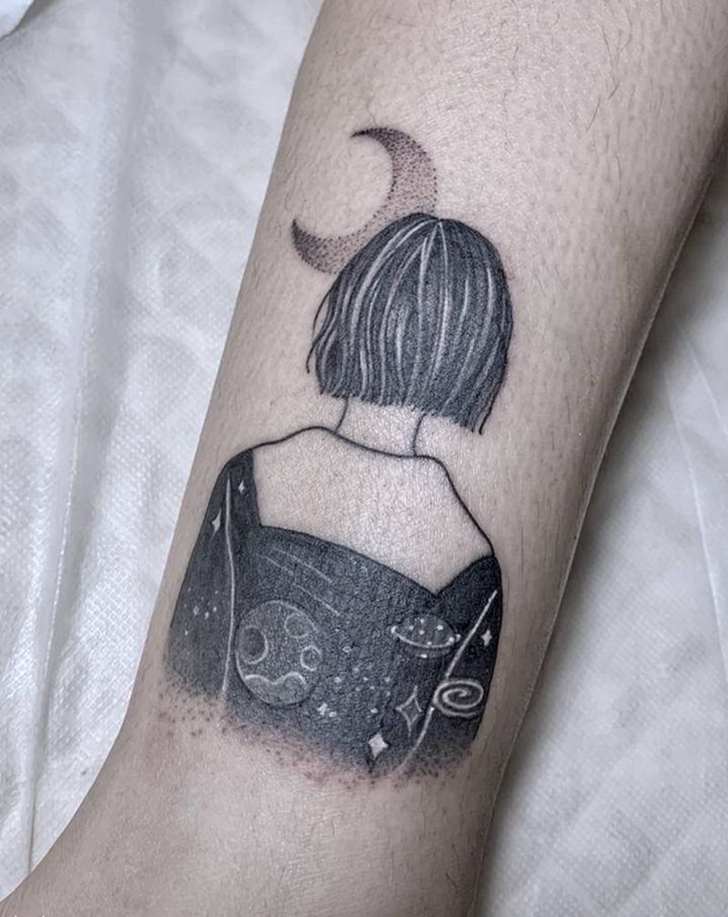 遮盖条形码纹身图片_腿部点刺纹身图案