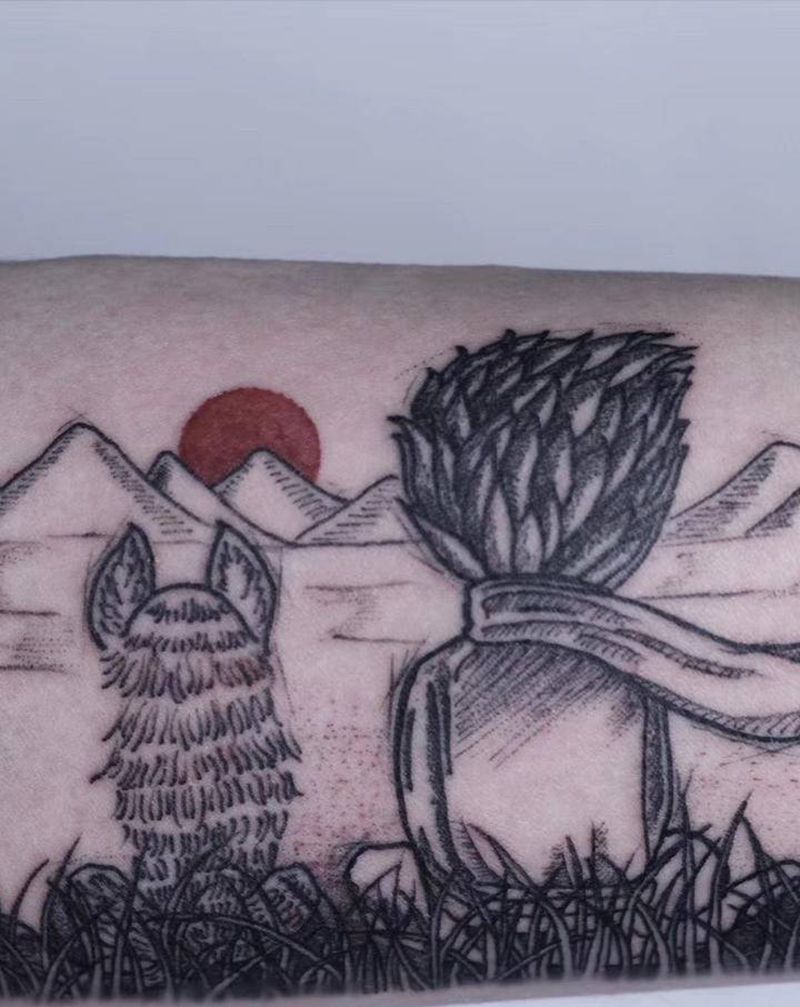 小王子纹身图片_手臂点刺小王子纹身图案