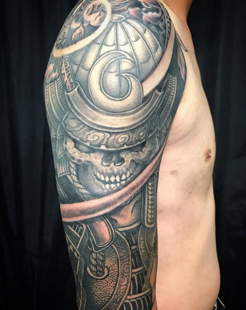 鬼武士纹身图片_手臂新传统纹身图案