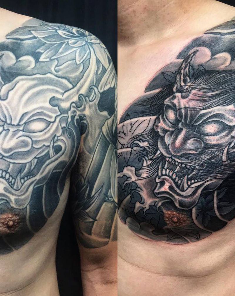 整修纹身图片_胸部纹身图案