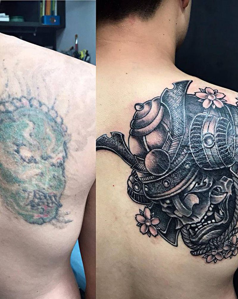 甲胃纹身图片_背部纹身图案