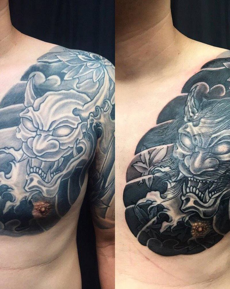 整修纹身图片_胸部纹身图案