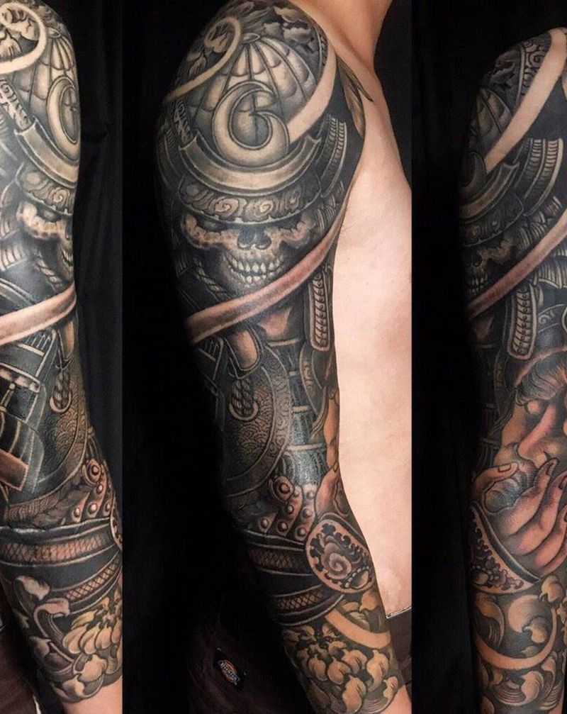 鬼武將纹身图片_手部手臂纹身图案