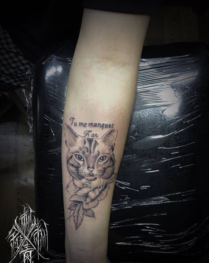 猫纹身图片_手臂纹身图案