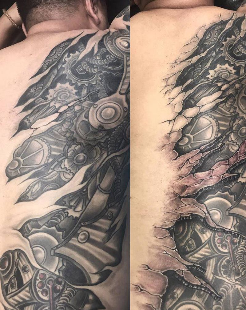 改圖纹身图片_背部欧美写实纹身图案