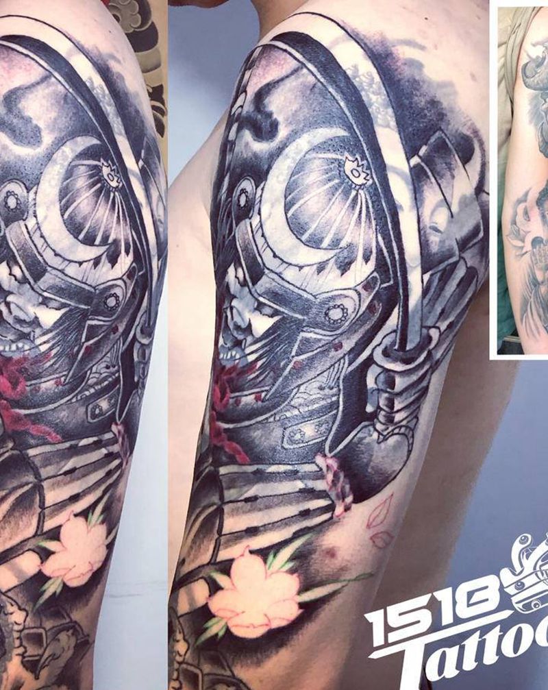 花臂遮盖，未完成。纹身图片_手臂新传统纹身图案