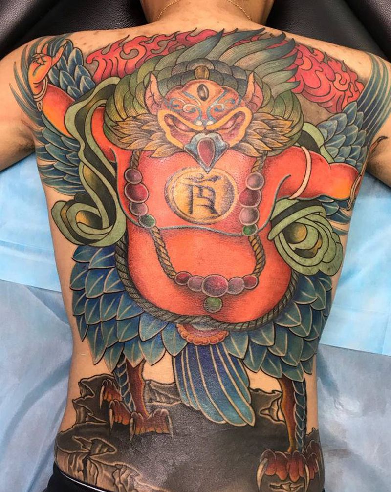 大鵬金鳥纹身图片_背部纹身图案