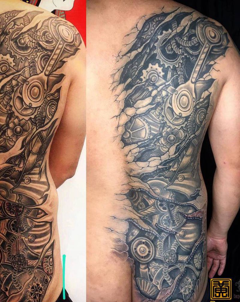 #整修 #龜裂現象  #黃室紋纹身图片_背部改圖纹身图案