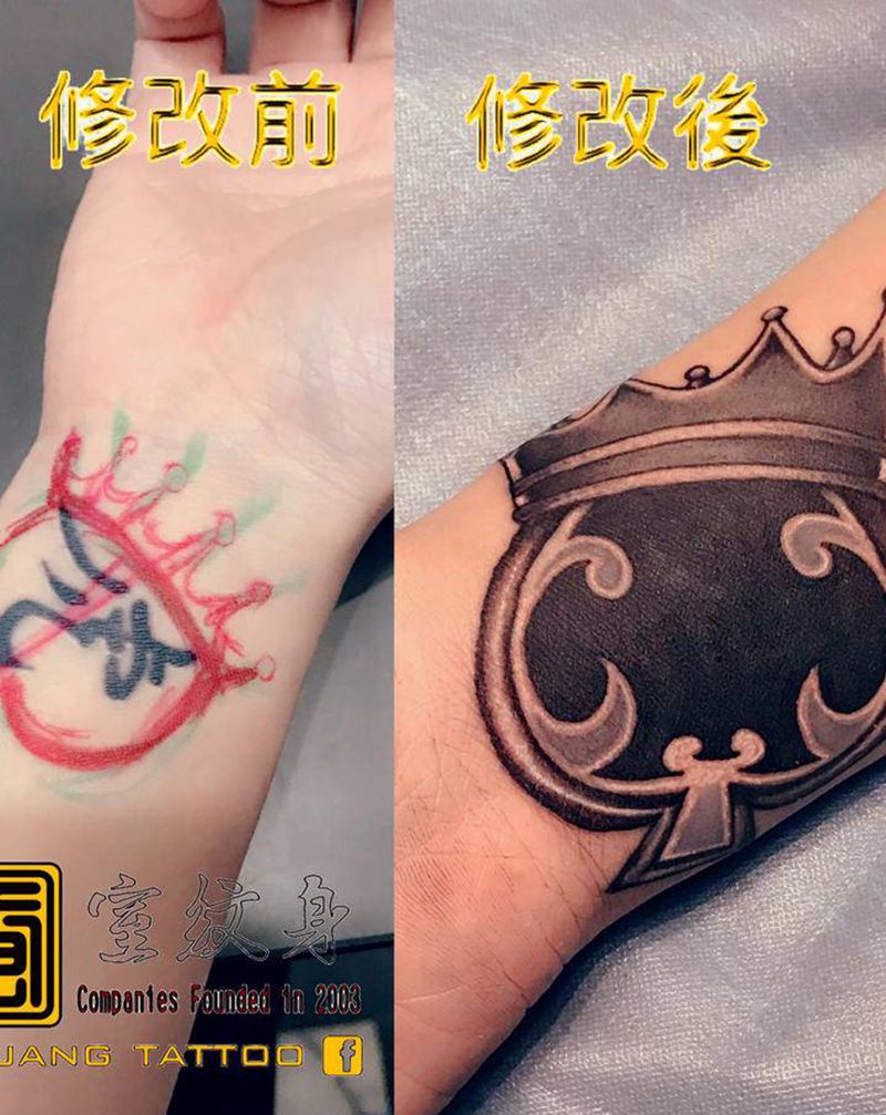 #蓋圖 #黑桃皇后 #皇冠纹身图片_手部蓋圖纹身图案