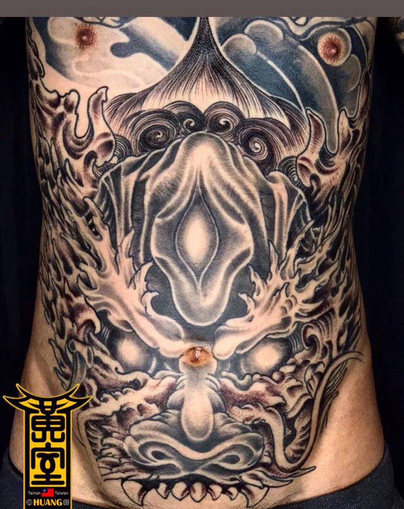 #龍頭 #銜接 #待續  #黃纹身图片_腹部纹身图案