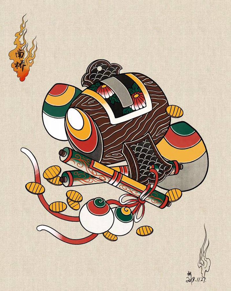 百宝纹身图片_老传统纹身图案