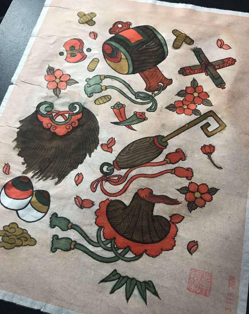 日式百宝纹身图片_老传统纹身图案