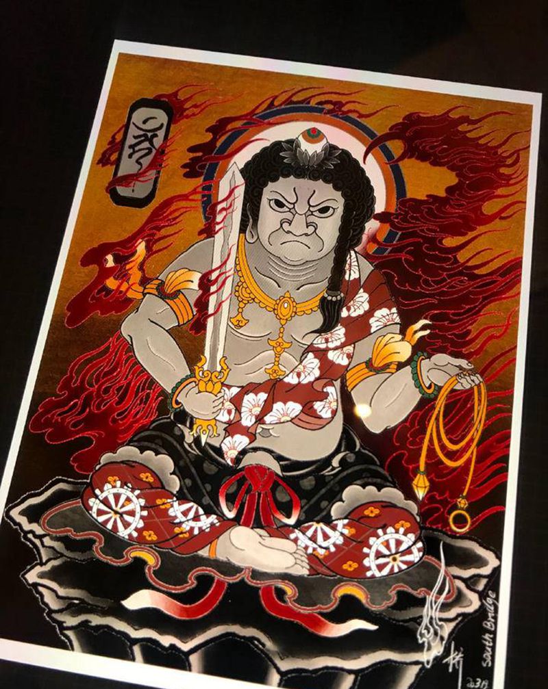 不动尊纹身图片_老传统纹身图案