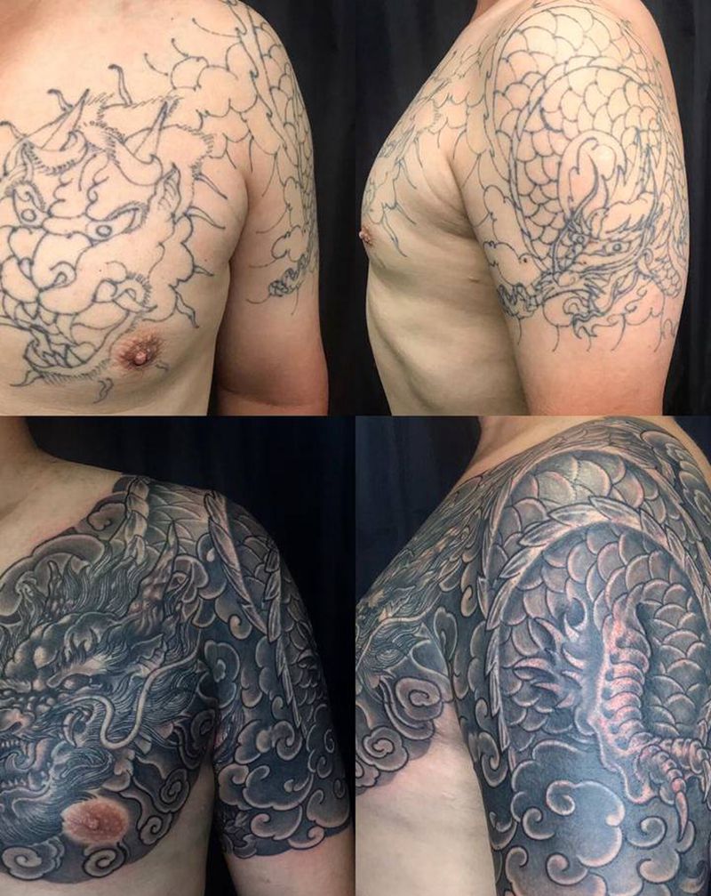 #暴力蓋圖美學  #半胛刺青紋纹身图片_手臂胸部纹身图案