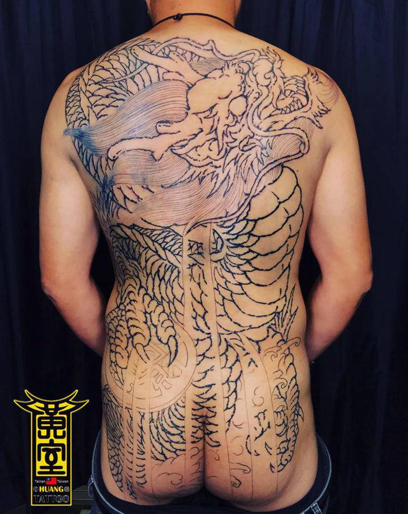 #水龍 #割線 #全背纹身纹身图片_背部纹身图案