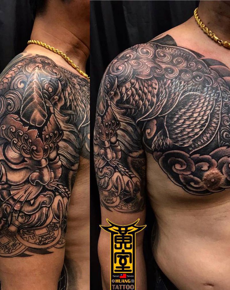 《黃室紋身》今日工時故事： #纹身图片_手臂胸部纹身图案