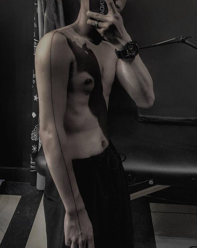 直线纹身图片_手臂几何纹身图案