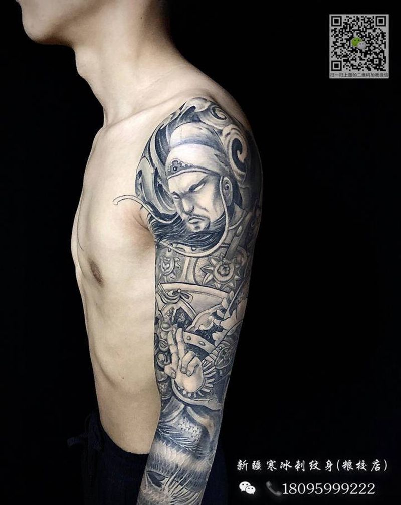 关公#关羽#关二爷纹身图片_手臂背部新传统欧美写实关公关羽关二爷纹身图案