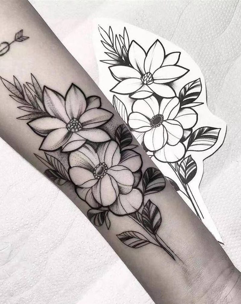 素花纹身图片_手臂纹身图案