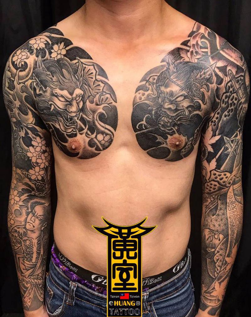 《黃室紋身》今日工時： #整修纹身图片_手臂胸部纹身图案