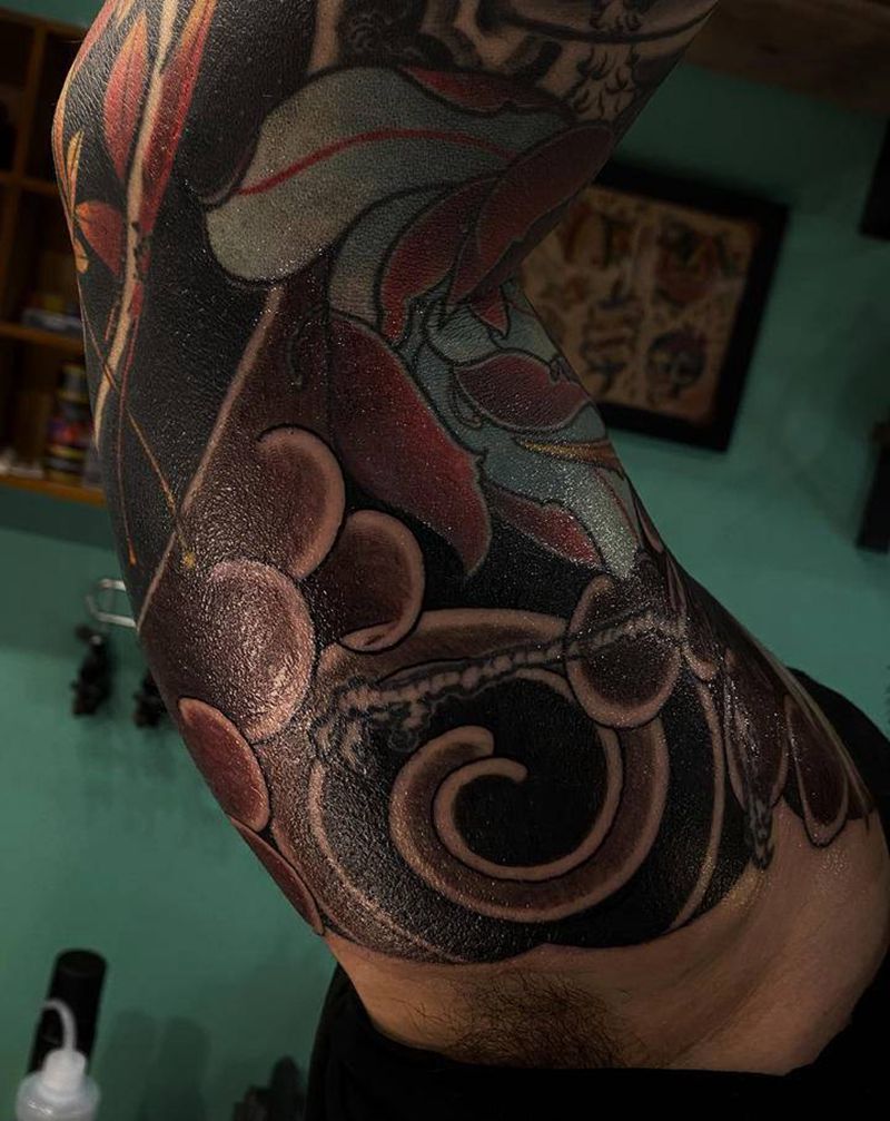 背景纹身图片_手臂老传统纹身图案