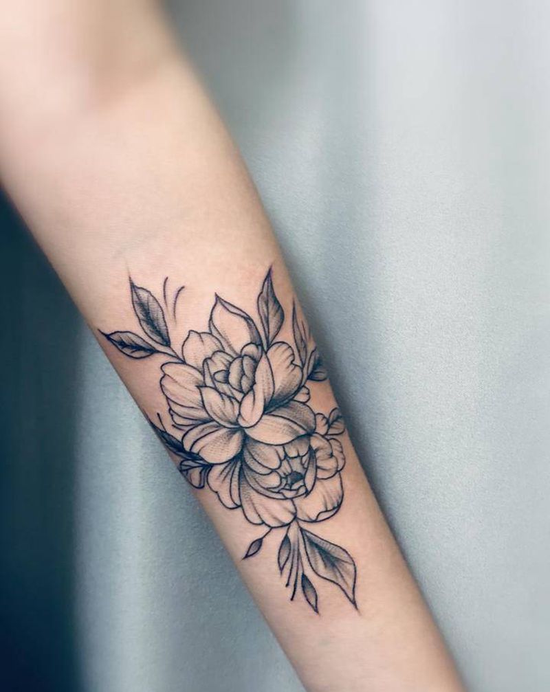 素花纹身图片_手臂纹身图案