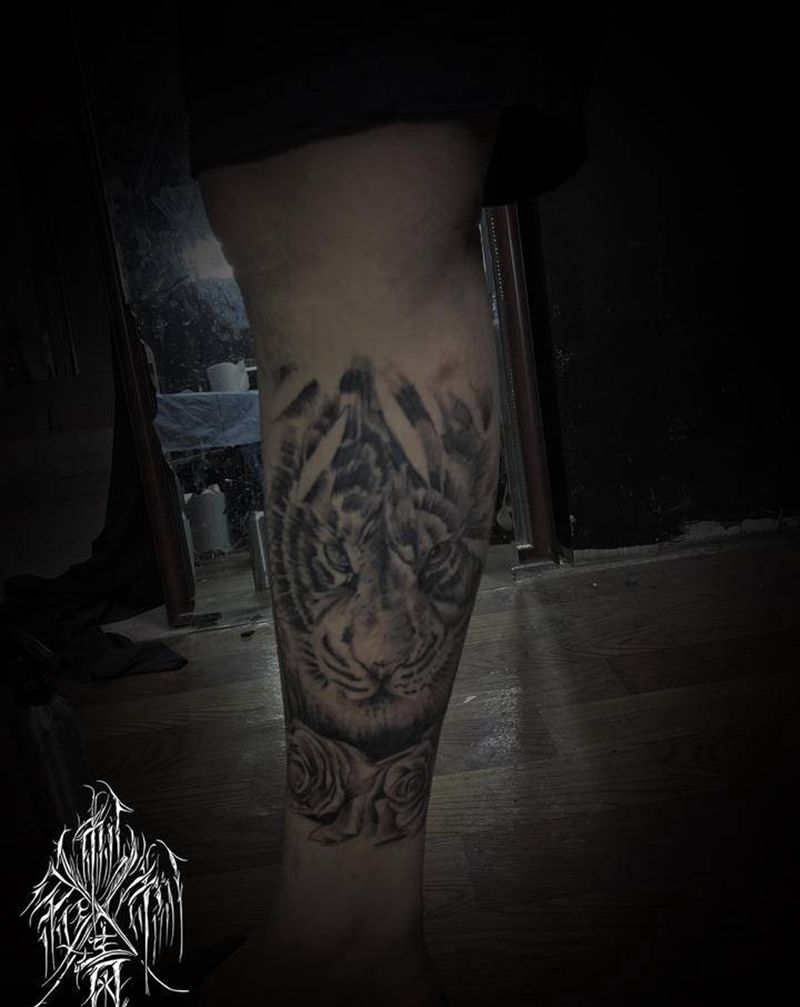 老虎纹身图片_欧美写实纹身图案