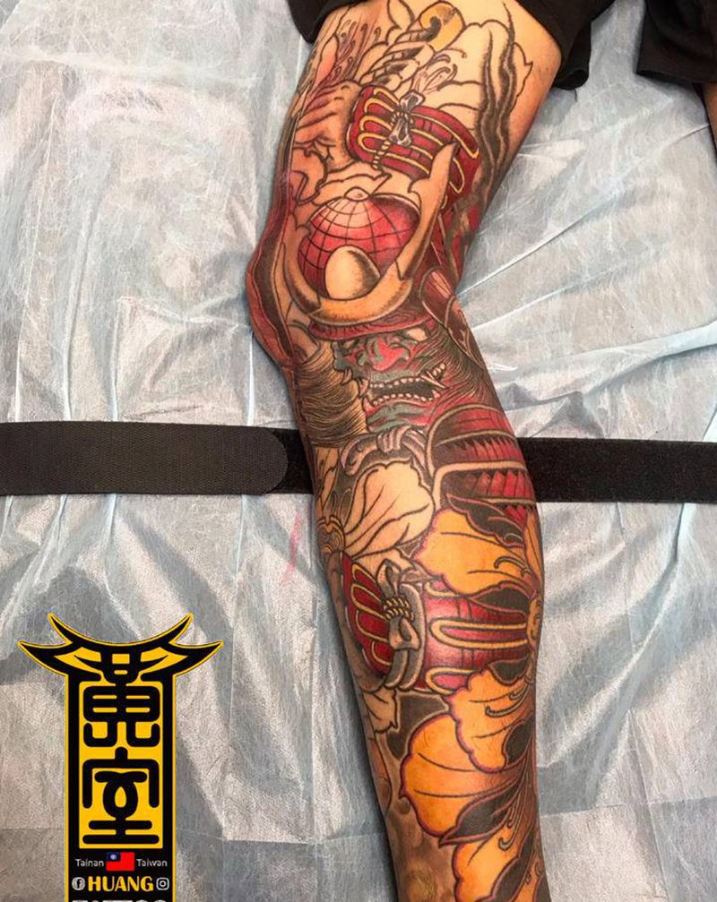 《黃室紋身》今日工時： #鬼武纹身图片_腿部纹身图案