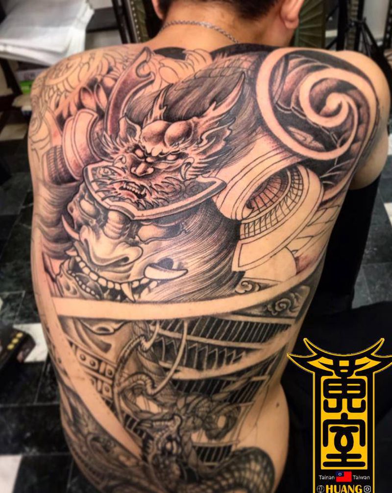 《黃室紋身》今日工時： #鬼武纹身图片_背部纹身图案