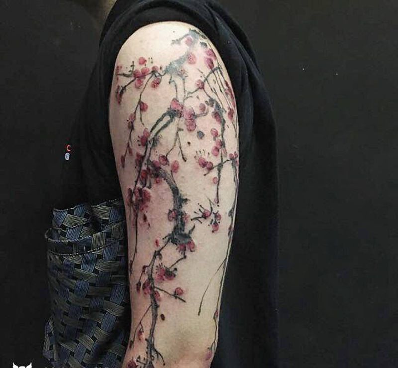 梅纹身图片_手臂纹身图案