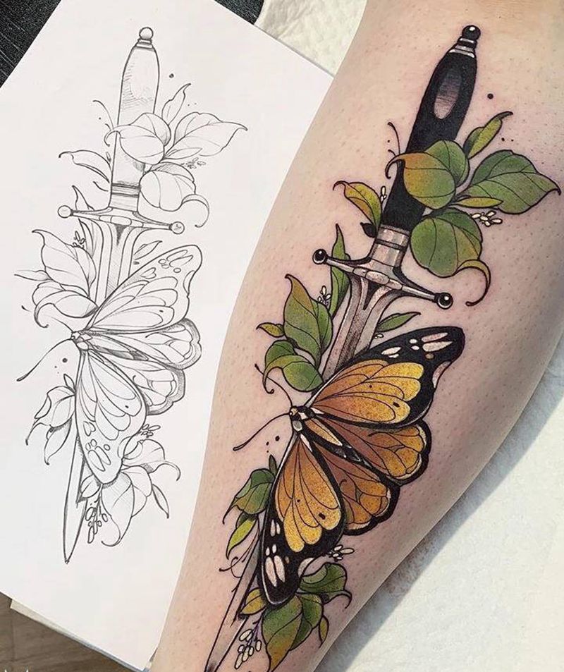 蝴蝶纹身图片_手臂腿部纹身图案