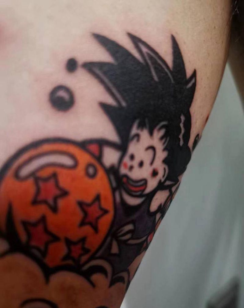 孙悟空&四星龙珠纹身图片_手臂Old School纹身图案