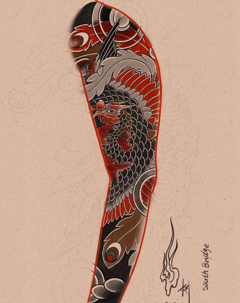 画稿纹身图片_手臂老传统纹身图案